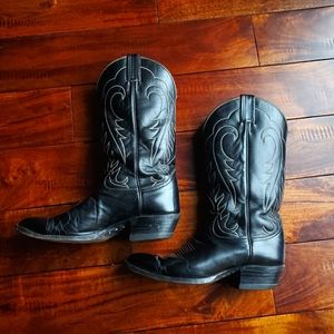 Tony Lama 1980's Cowboy Boots Black Leather